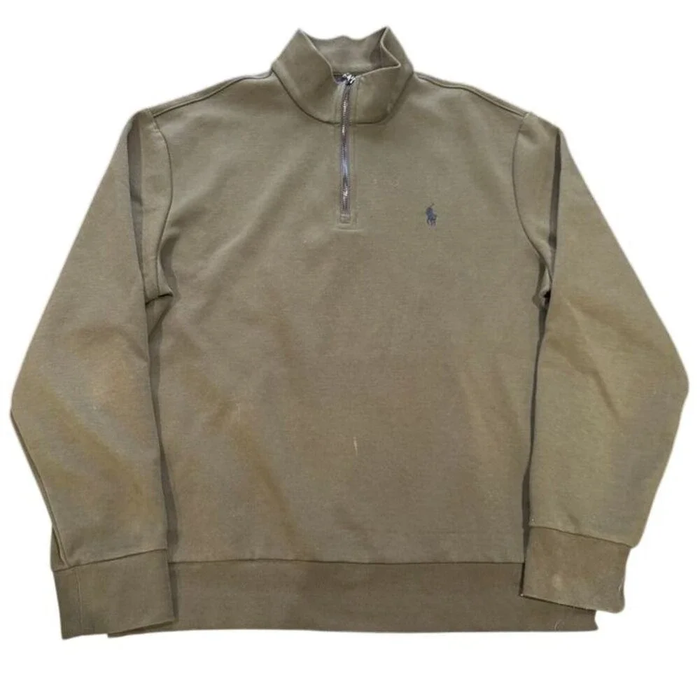 Polo Ralph Lauren Classic Half-Zip Mock Neck Pullover Sweater‎ Olive Green